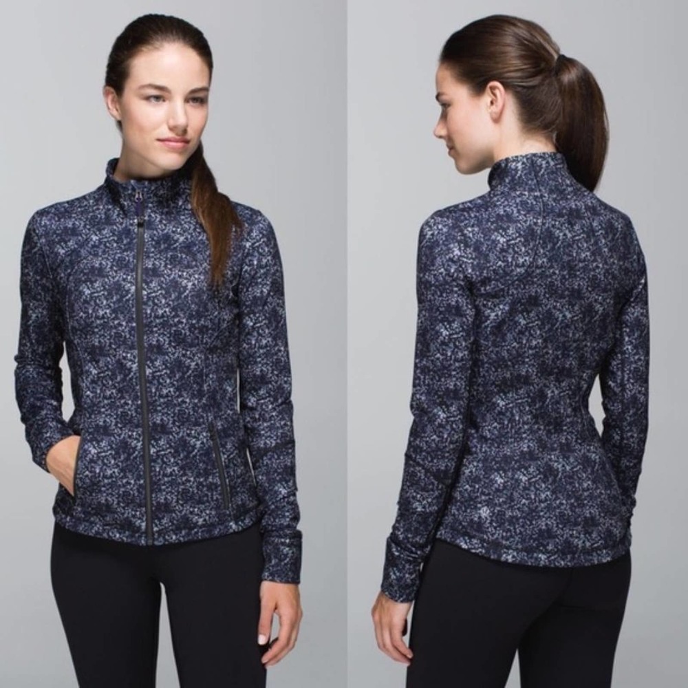 lululemon athletica Navy and White Printed Zip-Up Jacket